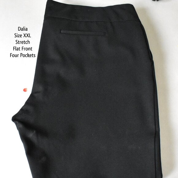 DALIA Pants Stretch XXL Black 4 Pockets Waist 41 Inseam 27 Flat Front - Picture 1 of 5